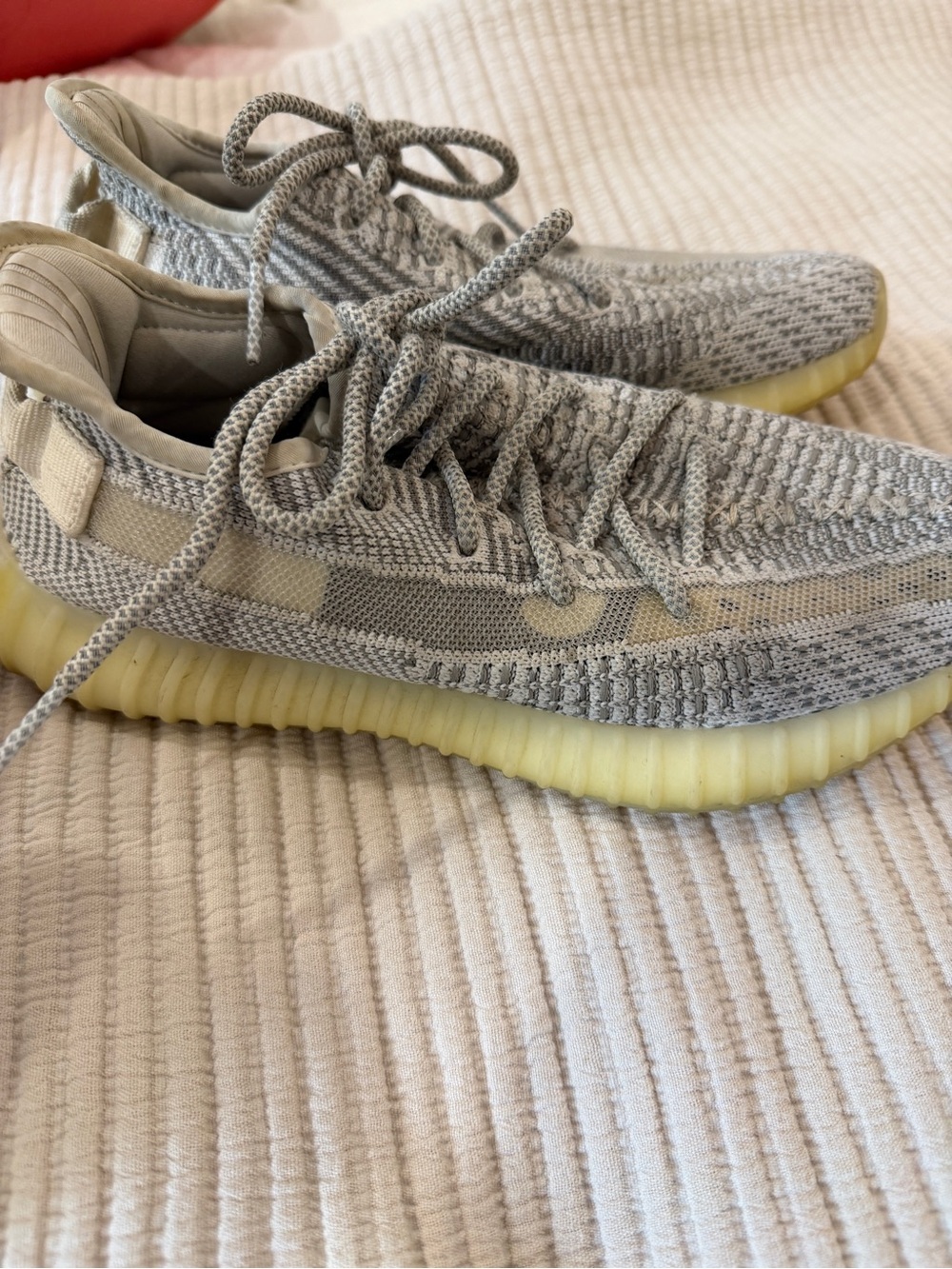 adidas Beige and Gray Knit Camo Sneakers